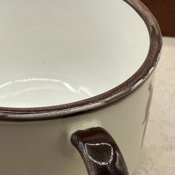 RARE Vintage Japan Ceramic Vegetable Theme Oversize Soup Bowl Mug Brown Glaze - Picture 8 of 9